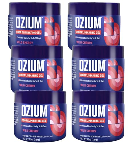 Ozium Odor Eliminating Gel Air Freshener 4.5 oz Wild Cherry for Home Car Office (6-pack) - size: 1 Count (Pack of 6)
