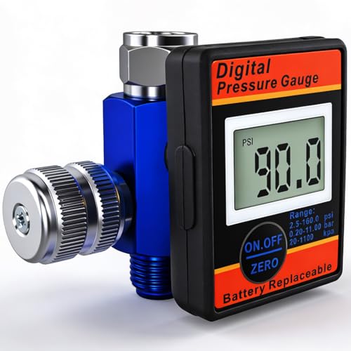 LE LEMATEC Digital Air Pressure Regulator with LED Display Gauge, ¼ NPT Valve for Air Compressor, Tire Inflation, HVLP Spray Paint Gun, & Professional Air Tools, Compact & Heavy-Duty. DAR01B - style: Pro Digital Version
