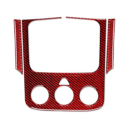 Compatible with Dodge Ram 1500/2500/3500 2013 2014 2015 2016 2017 2018 Red Real Carbon Fiber Central Display Screen Frame Climate Control Cover Car Interior Trim Accessories - color: Red 19
