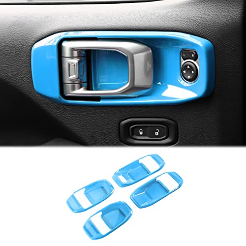 CheroCar for Jeep JL Inner Door Handle Bowl Cover Trim for Jeep Wrangler JL JLU 2018-2026 for Gladiator JT 2020-2026,4Pcs ABS Baby Blue Interior Door Handle Protector Decoration Accessories - color: Baby Blue, size: JL 2018-Present