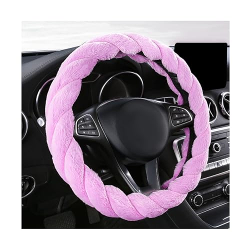 KVAEY Fluffy Car Steering Wheel Cover, 15 Inches Anti-Slip Round Fuzzy Winter Steering Wheel Protector, Soft Warm Plush Steering Wheel Cover for Women Girls, Car Accessories (Purple, Round) - color: Purple, size: Round