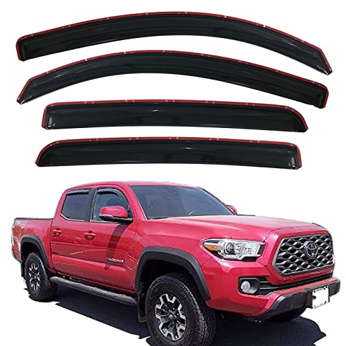 in-Channel Vent Deflectors Window Visors rain Guards for 2016-2023 Toyota Tacoma Crew Double Cab, 194768 4pcs - size: Compatible with Tacoma Double 2016-2023 in-Channel