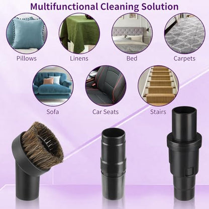 25mm Horse Hair Round Dust Brush, 1.25" Vacuum Brush Attachment with 2Vacuum Hose Adapter for Shark Vacuum Attachment and Most Household Vacuum Cleaners - 3 Pcs - style: 3-Pack