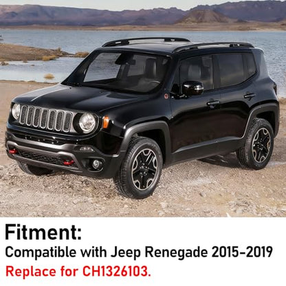 Moonlinks Compatible with Jeep Renegade Left Driver Side Mirror Cover Replacement 2015 2016 2017 2018 2019,Glossy Black Left Side Clip-on Mirror Cap With Turn Signal Light Replaces for CH1326103 - color: Left Black