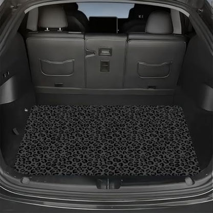 Universal Car Trunk Mat 29" x 39", Dense Black Leopard All Weather Trunk Protection Cargo Liner, Durable Cargo Mat Rear Trunk Liner,Stylish Vehicle Interior Accessories Suitable for Most Car Models - color: Dense Black Leopard