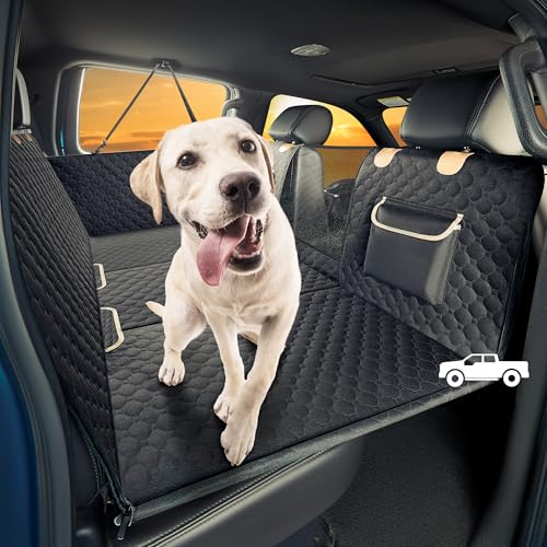 XL Truck Back Seat Extender for Dogs, Hard Bottom Dog Car Seat Cover for Back Seat, Heavy Duty Dog Hammock for Aggressive Chewers, Waterproof Pet Seat Covers for Trucks, F150, Ram1500, Large SUV - color: Black for Trucks