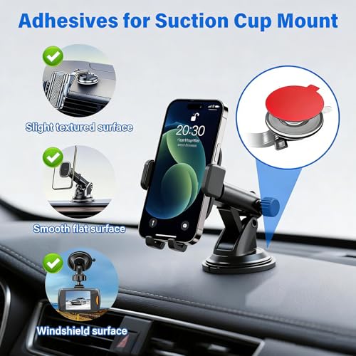 Double-Sided Adhesive Pads for Dash Cam Mount, 4PCS 2.84“ Square Heat Resistant Heavy Duty Sticky Pads for Car Windshield, Dashboard, GPS, EZ Pass and Camera Holders with 2 Adhesion Promoter