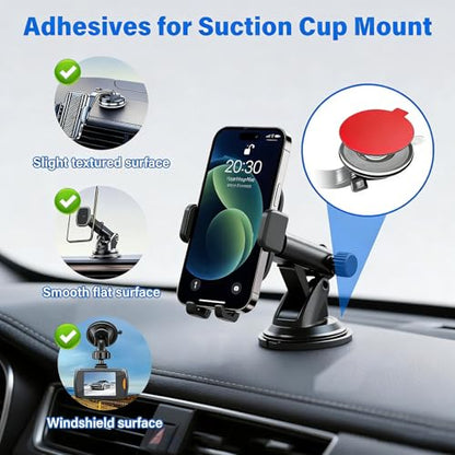 Double-Sided Adhesive Pads for Dash Cam Mount, 4PCS 2.84“ Square Heat Resistant Heavy Duty Sticky Pads for Car Windshield, Dashboard, GPS, EZ Pass and Camera Holders with 2 Adhesion Promoter