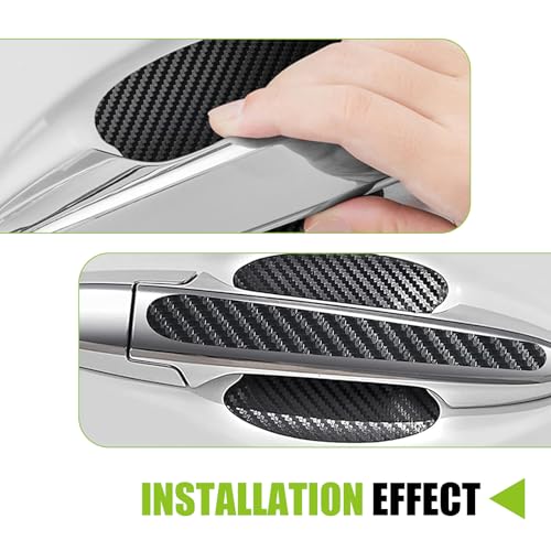 8 PCS Car Door Handle and Bowl Protectors, Leather Anti-collision Paint Protection Cover, Sporty Carbon Fiber Scratch-cover Decorative Sticker, Universal Self-adhesive Film for Cars (Black)
