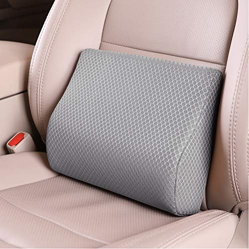Memory Foam Lumbar Support Pillow for Car - Lower Back Support Cushion for Driving, Back Pain Relief for Car Seat, Office Chair, Wheelchair (Gray) - color: Grey-s