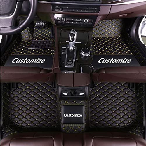 Custom Making Car Floor Mats for 90% Car Model Luxury Leather All Weather Waterproof Anti-Skid Full Coverage Liners (Black Yellow) - color: black yellow