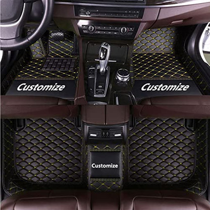 Custom Making Car Floor Mats for 90% Car Model Luxury Leather All Weather Waterproof Anti-Skid Full Coverage Liners (Black Yellow) - color: black yellow