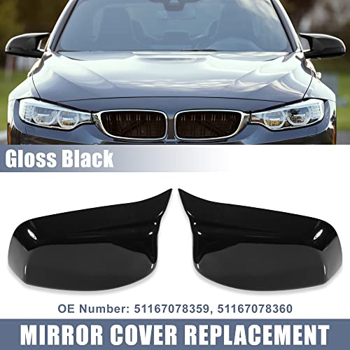 X AUTOHAUX Pair Car Exterior Rear View Mirror Covers Cap Replacement for BMW 5 Series E60 E61 E63 E64 2004-2007 Gloss Black - color: Gloss Black