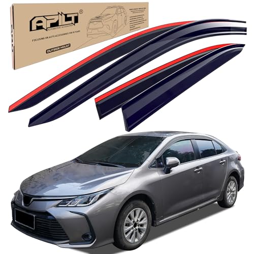 Outside-Mount Rain Guards Window Visors for 2020-2026 Toyota Corolla Sedan (NOT for Hatchback) Full-Size Wind Vent Deflectors Car Accessories Dark Smoke 4-Piece Set with Thicker - color: Medium（2020-2026 Toyota Corolla Sedan）