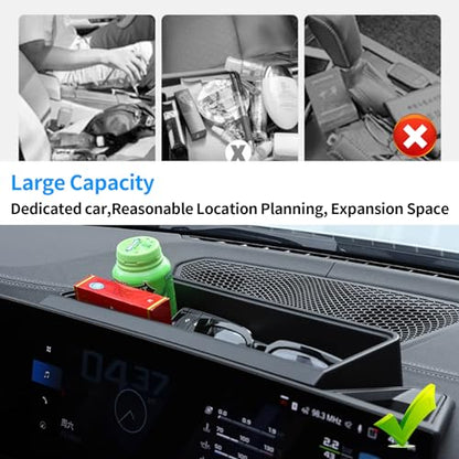 Compatible with BMW 3 Series Center Console Organizer,Behind 12.3" Touchscreen Dash Console Organizer for 3 Series G20 2023-2024/4 Series G22 2024,BMW Dash Storage Box Tray,Matte Black - size: G20 G22 Dashboard Organizer