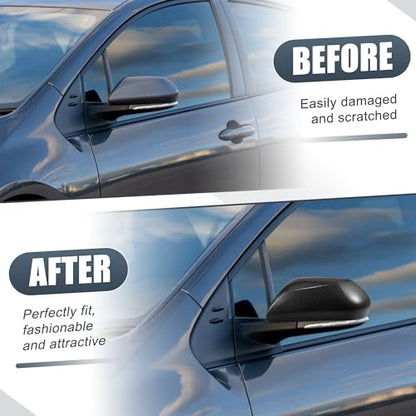X AUTOHAUX 1 Pair Car Rear View Driver Passenger Side Mirror Cover Cap Overlay Black Carbon Fiber Pattern for Toyota Prius 16-19 for Toyota Prime Mirror Guard Covers Exterior Decoration Trims