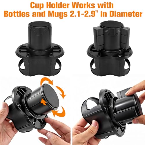 Double Cup Holder for Car, 2 in 1 Extra Cup Insert with Expandable Base, Multifunctional Extender Expander Adapter with Elastic Open-Close Cup Mouth, Adjustable Bracket FOR 2.1''-2.9'' BOTTLE DIAMETER