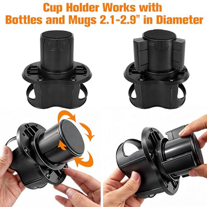 Double Cup Holder for Car, 2 in 1 Extra Cup Insert with Expandable Base, Multifunctional Extender Expander Adapter with Elastic Open-Close Cup Mouth, Adjustable Bracket FOR 2.1''-2.9'' BOTTLE DIAMETER