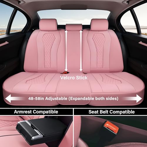 Coverado Car Seat Covers, Back Car Seat Cover, 3-Pieces Leather Seat Cover, Luxury Car Seat Cushion, Luxury Seat Cover Seat Protector Universal Most Cars Trucks SUV - color: Pink
