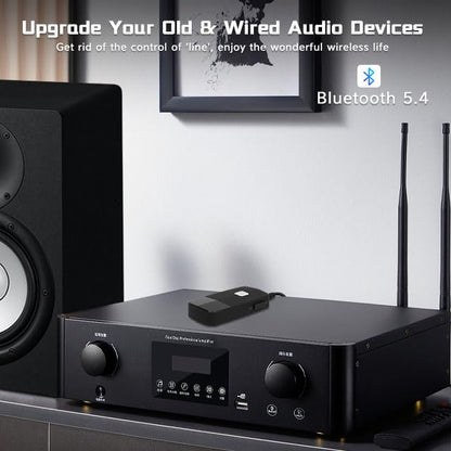 iDIGMALL Advanced Bluetooth 5.4 Receiver for Home Stereo, Wireless Audio Adapter for Wired Speaker Car Stereo Music Streaming with 3.5mm RCA Jack, 20 Hours Playtime, Easy to Slide ON/Off, Multi-Point - color: J205