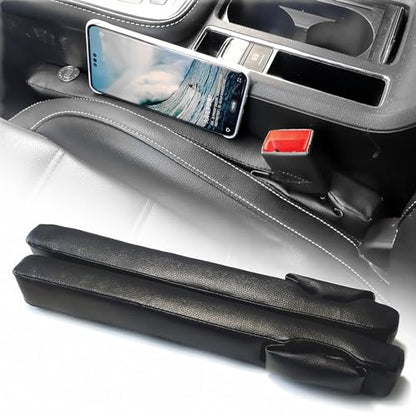 No Drop Seat Guard, Car Seat Gap Filler Universal Gap Stopper/Catcher to Fill The Gap Between Seat and Console Black Plug Crevice Blocker Pad Plug Stopper with Seat Belt Buckle Hoop YMT-A03b