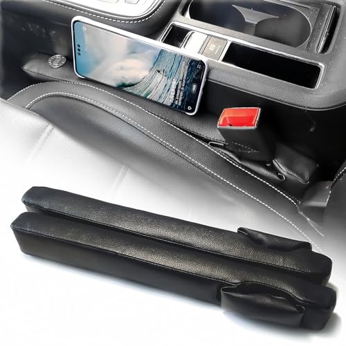 No Drop Seat Guard, Car Seat Gap Filler Universal Gap Stopper/Catcher to Fill The Gap Between Seat and Console Black Plug Crevice Blocker Pad Plug Stopper with Seat Belt Buckle Hoop YMT-A03b