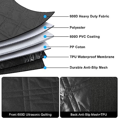 sportuli Dog Car Seat Cover Replace for Ford F150 and Dodge Ram 1500, 600D Oxford Cloth Heavy Duty Waterproof Non Slip Pet Truck Back Bench Seat Cover, Fit for All Full-Size Trucks (Full-Size Truck) - size: Full-Size Truck - Rear - Black