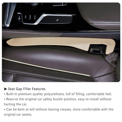 Junecarp Car Seat Gap Filler 2 Pack,Flexible Car Gap Filler Organizer to Impede Items from Dropping,Essential Interior Car Accessories Seat Gap Plug Perfectly Fits Car Gap (Beige) - color: Beige/2pcs