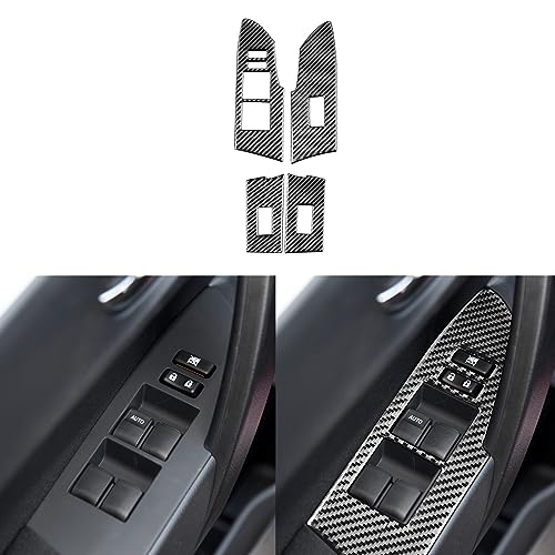 Real Premium Carbon Fiber Car Window Lift Switch Control Button Panel Decorative Cover Trim Compatible with Toyota Corolla 2014 2015 2016 2017 2018 Auto Interior Accessories Black 4pcs - color: Window Lift Swith