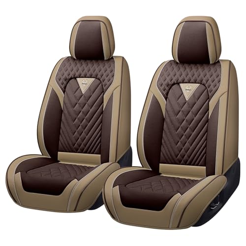 Front Seat Covers for Chrysler Voyager 2000-2025, Premium Car Seat Cushion,Waterproof Seat Protectors, Luxury Automotive Interior Accessories (2-Seat Set, Beige&Coffee) - color: Beige&Coffee, size: 2-Seats Set