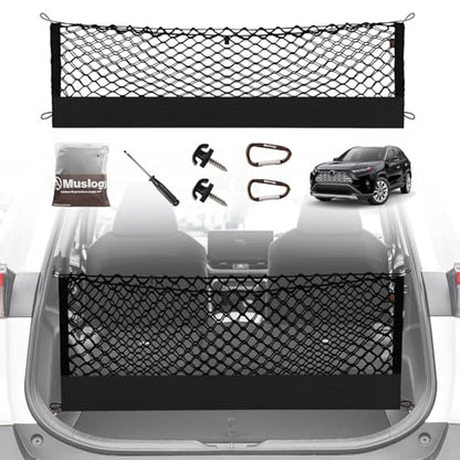 Muslogy Truck Bed Cargo Net Trunk Netting Compatible with Toyota RAV4 2019-2024 2025 Accessories, Pickup Cargo Organizer SUV Sedan Storage Net w/Heavy Duty Carabiners - style: 19-24 RAV4