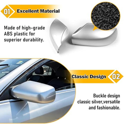 Moonlinks 1Pair Compatible with 2007 2008 2009 2010 2011 2012 Nissan Altima 2.5L Mirror Cover Replacement, Silver Left Driver Side & Right Passenger Side Door Rearview Side Clip-on Mirror Cap (Silver) - color: Pair Silver