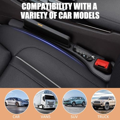 Car Seat Gap Filler Set of 2, Premium Interior Car Accessories, Multifunctional Car Storage Solution with Non-Slip Design, Fits Most Vehicles (Brown) - color: Brown