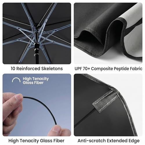 Upgraded Car Windshield Sun Shade Umbrella, Car Shade Front Windshield Sun Shade, Foldable Umbrella for Block UV Rays & Sun Heat Protection, 57"X31" - color: Grey
