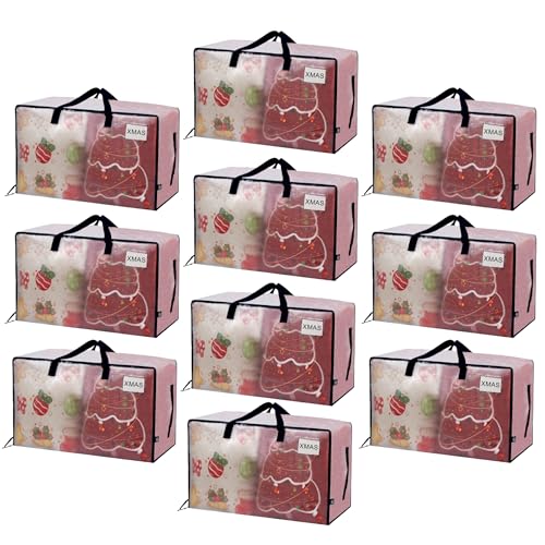 VENO 10 Pack Clear Extra Large Moving Bags & Storage Totes, Heavy Duty Organizer with Reinforced Handles & Strong Zippers for Clothes, College Dorm Essentials, Moving Supplies - color: Clear, size: 10 Pack