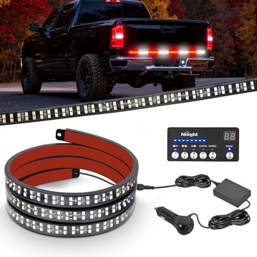 Nilight 60 Inch Emergency Strobe Light Strips with Controller, 384LED Flashing Warning Hazard Safety Rear Window Tailgate Lights for Truck Trailer Construction Plow Pickup Tow SUV Vehicles, Red White - color: 60" Tailgte Strobe w/ Controller Red White