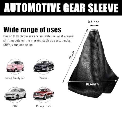 Ohleats Car Shift Knob Dust Cover, Automotive Shifter Boot Sleeve Replacement, Manual/Automatic Gear Shift Cover for Most Car Truck SUV, Universal Interior Car Accessories (Leather, Black) - color: Leather, Black