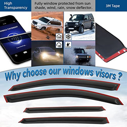 4pcs Front+Rear Smoke Tint Sun/Rain Guard Outside Mount Tape-On Vent Window Visors Compatible with 09-17 Q5/SQ5 8R - size: Compatible with 2009-2017 Audi Q5/SQ5 8R