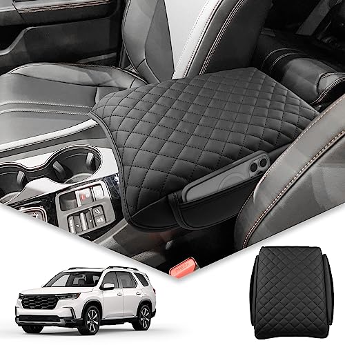 BIBIBO for 2024 2025 Honda Pilot Center Console Armrest Cover,Armrest Cushion for 2023 2024 2025 Honda Pilot Console Lid, Car Arm Rest Pad Seat Box Cover,Pilot Interior Accessories -with-pocket, black - color: Black-for 2023 2024 Honda Pilot