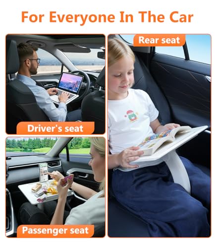 Car Desk for Laptop Computer Tablet iPad iPhone Book for Driver Passenger Seat, Adjustable Portable Car Seat Tray Table Laptop Stand for Car Vehicle Camping Travel