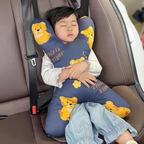Car Travel Pillow for Kids Adults X-Shaped Car Sleeping Head Support Soft Neck Pillow Head and Body Support Travel Pillow Cushion for Car Seat Pillow Car Aircraft Travel Pillow Headrest for Road Trips - color: X-shaped, Dark Blue Tigers