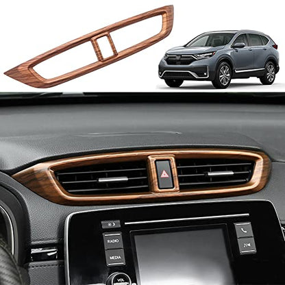 for CRV 2017-2022 Air Vent Trim Central Consoles Wind Outlet Panel ABS Peach Wood Grain Dashboard Stickers for CR-V CRV 2017 2018 2019 2020 2021 2022 LX, EX, EX-L, Touring, Hybrid - color: Central Consoles Wind Outlet Frame