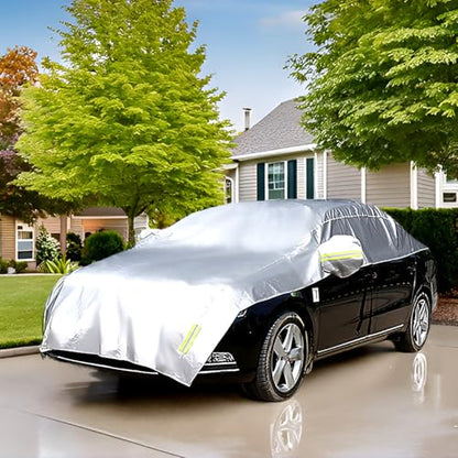 Half Car Cover All Weather Car Body Cover Sunshade Cover Snow Cover Waterproof Snowproof Universal 210D Oxford Fabric (Fit Sedan Length 176'' to 193'') - size: Fit Sedan Length 176'' to 193''