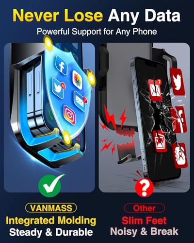 VANMASS【85+LBS Strongest Suction & Military-Grade Ultimate Car Phone Mount【Patent & Safety Certs】 Cell Phone Holder for Dash Windshield Vent for iPhone 17 Pro Max Automobile Accessory Kits,Ink Black - color: Ink Black
