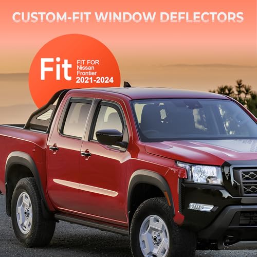in-Channel Rain Guards Compatible with Nissan Frontier Crew Cab 2022 2023 2024 2025 2026, Durable Side Windows Visor Wind Deflectors 2022-2026 Frontier Rain Guard 4 PCS - size: 2022-2025 Nissan Frontier Crew Cab (In-Channel)