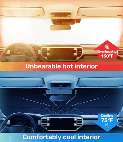 Zanch Upgrade Windshield Sun Shade, Custom Fit for Toyota Tacoma 2016-2025 [Titanium-Silver Reflective Coating] Blocks 99% UV & Heat, Sunshade Umbrella for Tacoma 2016 2017 ... 2022 2023 2024 2025 - size: For Toyota Tacoma (2016-2025)