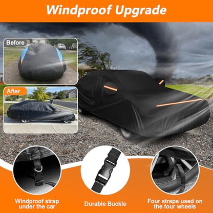 Car Cover for Ford Mustang 1979-1993, Waterproof 420D Oxford Cloth and Cotton Cover Outdoor Full Car Covers with Zipper Windproof Heavy Duty All Weather Protection - size: for Mustang 1979-1993