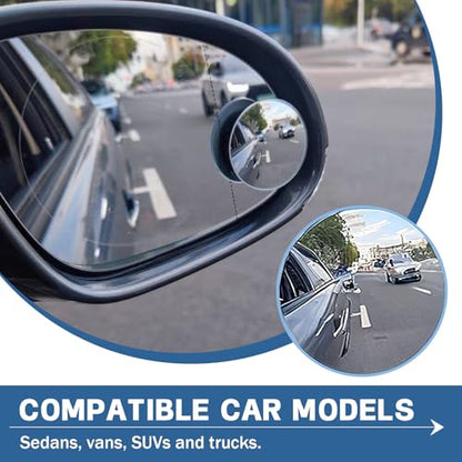 2 Pack HD Glass Blind Spot Mirror 360° Adjustable Frameless Convex Rear View Mirrors Exterior Accessories with Wide Angle for Car SUV and Trucks Easy Install (Circle) - style: Circle