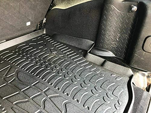 Cargo Liner - Trunk Mat for Jeep Wrangler 2007-2018 – Weather-Resistant Trunk Mats for Cars with Raised Lip – Non-Slip Car Trunk Mat Rubber – Easy to Install – Laser Pre-Cut Design