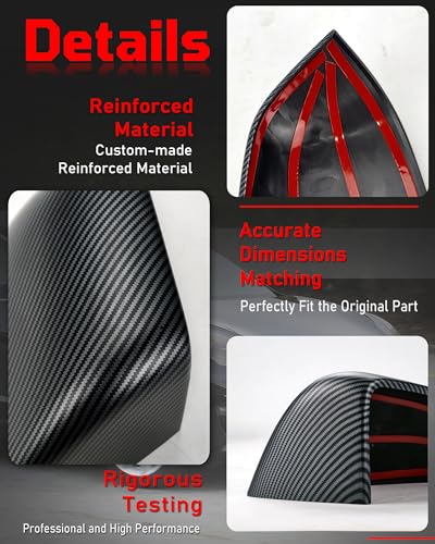 Side Mirror Caps Cover Compatible with Tesla Model Y 2021 2022 2023 2024 Matte Carbon Fiber Mirror Covers - color: Model Y Matte Carbon Fiber Mirror Covers